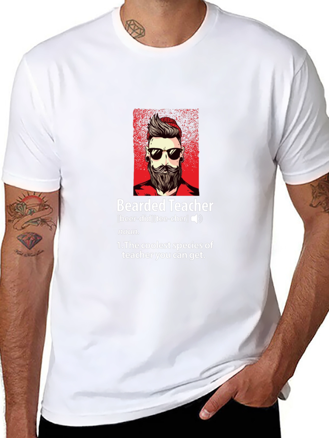 Bearded Teacher Graphic Tee - Coolest Teacher Ever!