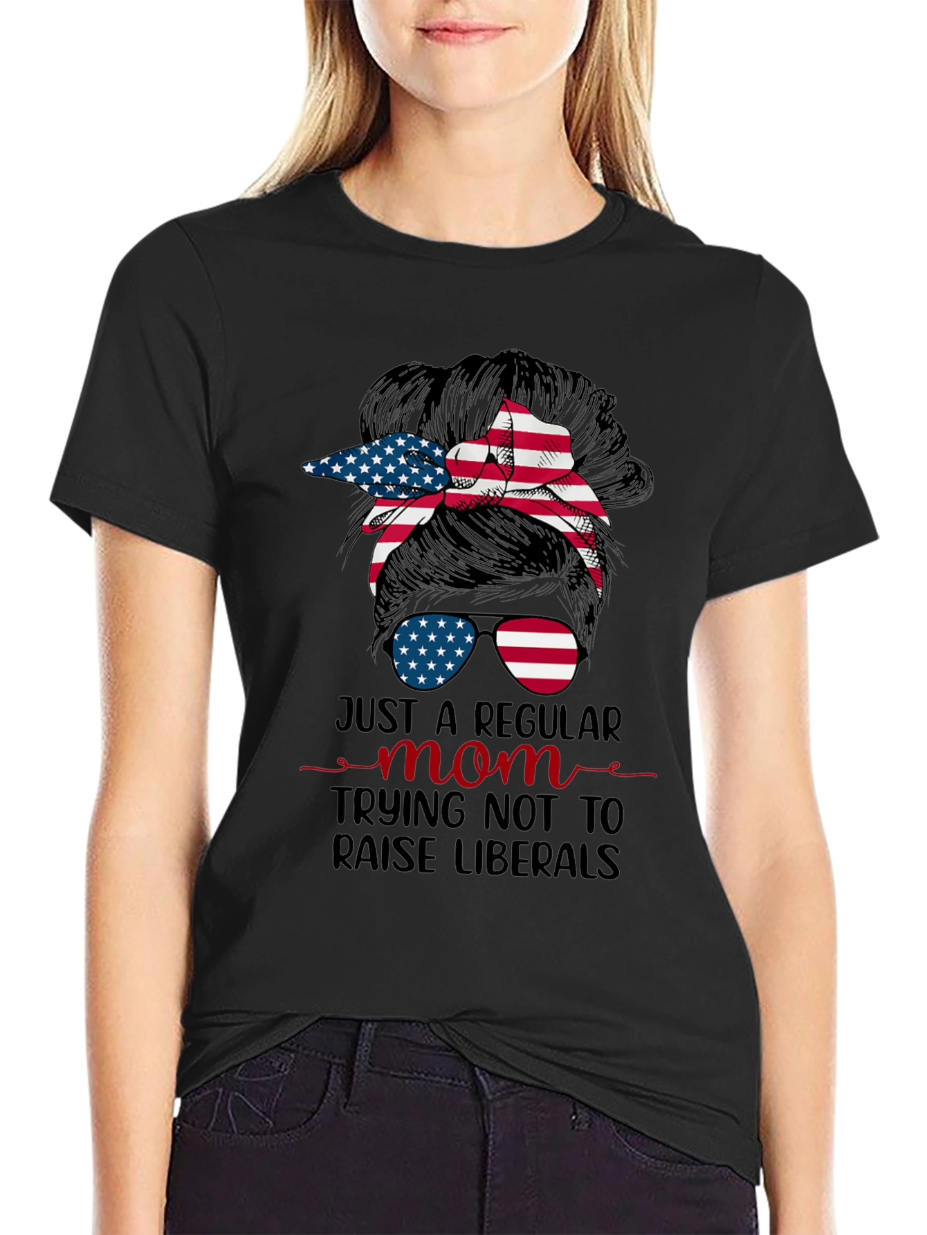 Just A Regular Mom Messy Bun Graphic Tee