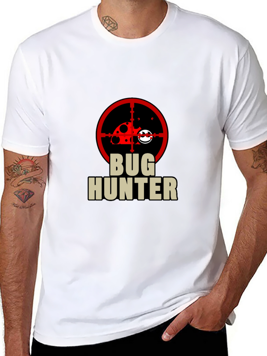 Bug Hunter Graphic Tee - Black Cotton T-Shirt