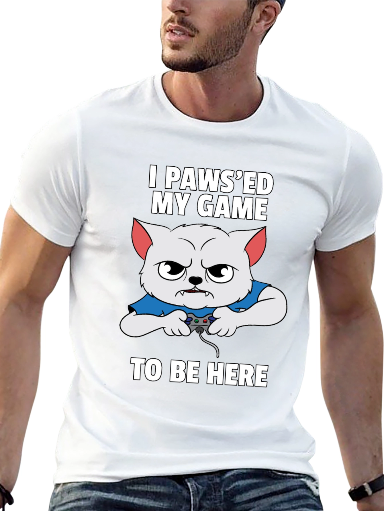 I Pawsed My Game Gamer Cat T-Shirt
