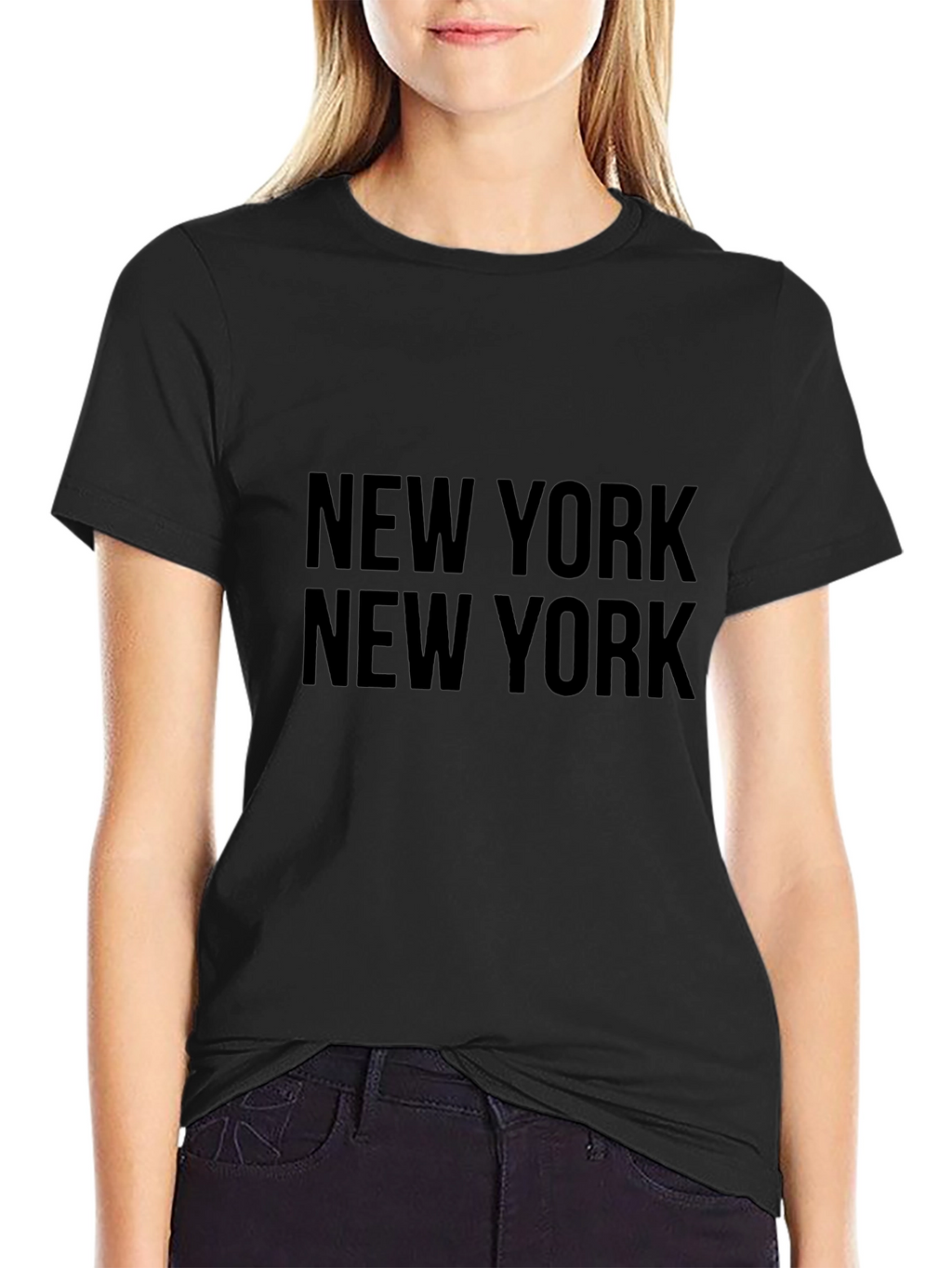 New York Text Print Black Graphic Tee