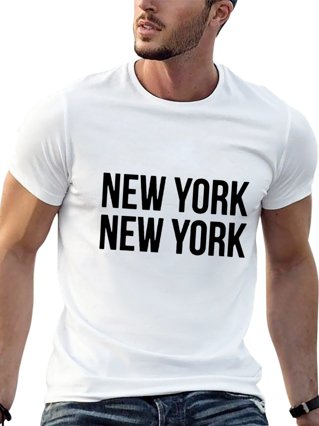 New York Text Print Black Graphic Tee
