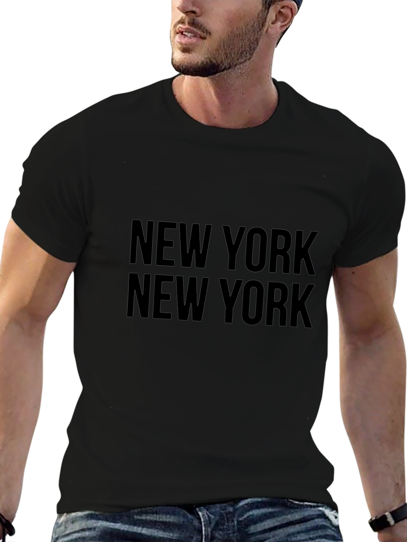 New York Text Print Black Graphic Tee