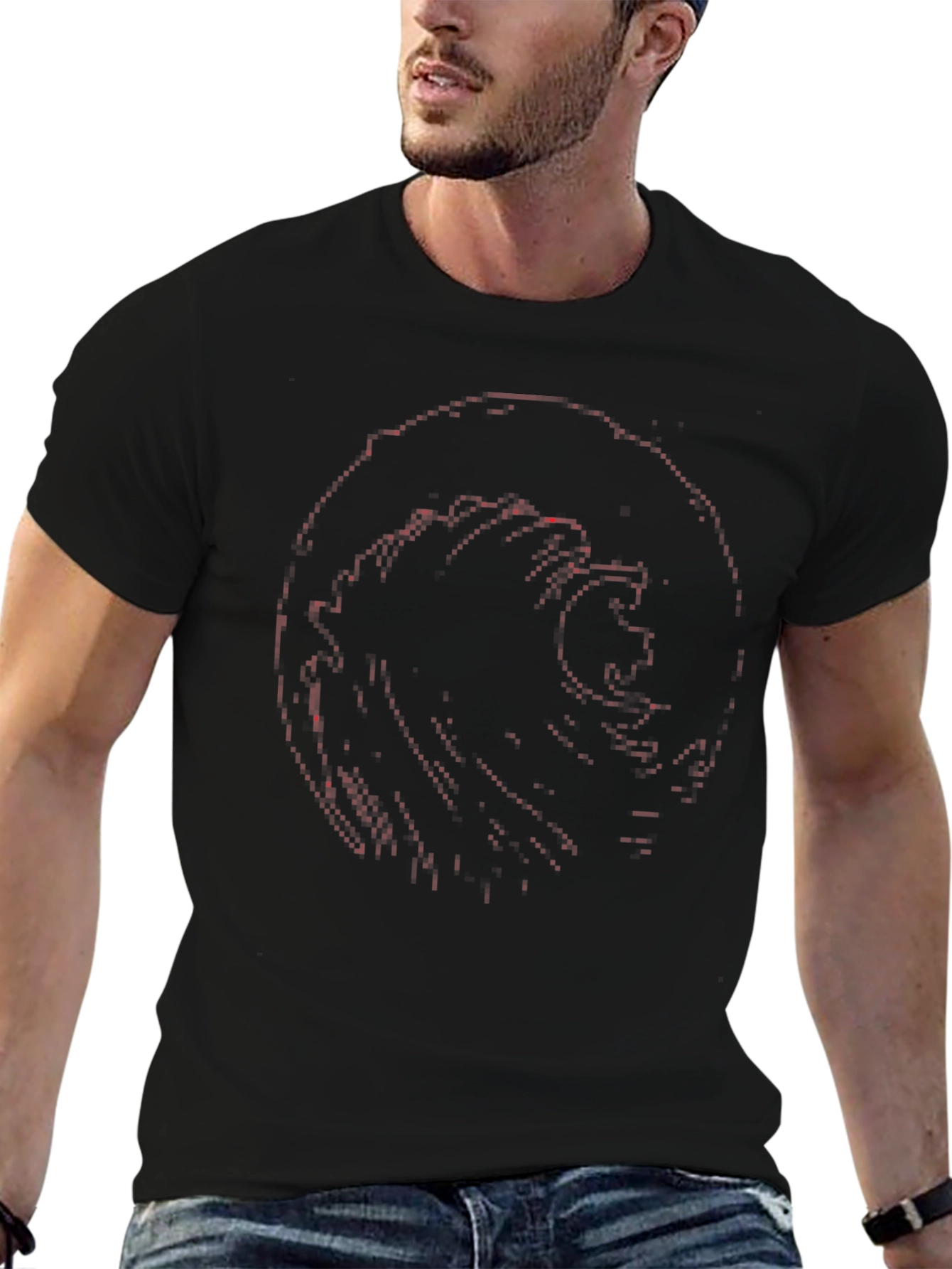 Abstract Wave Graphic Tee - Black