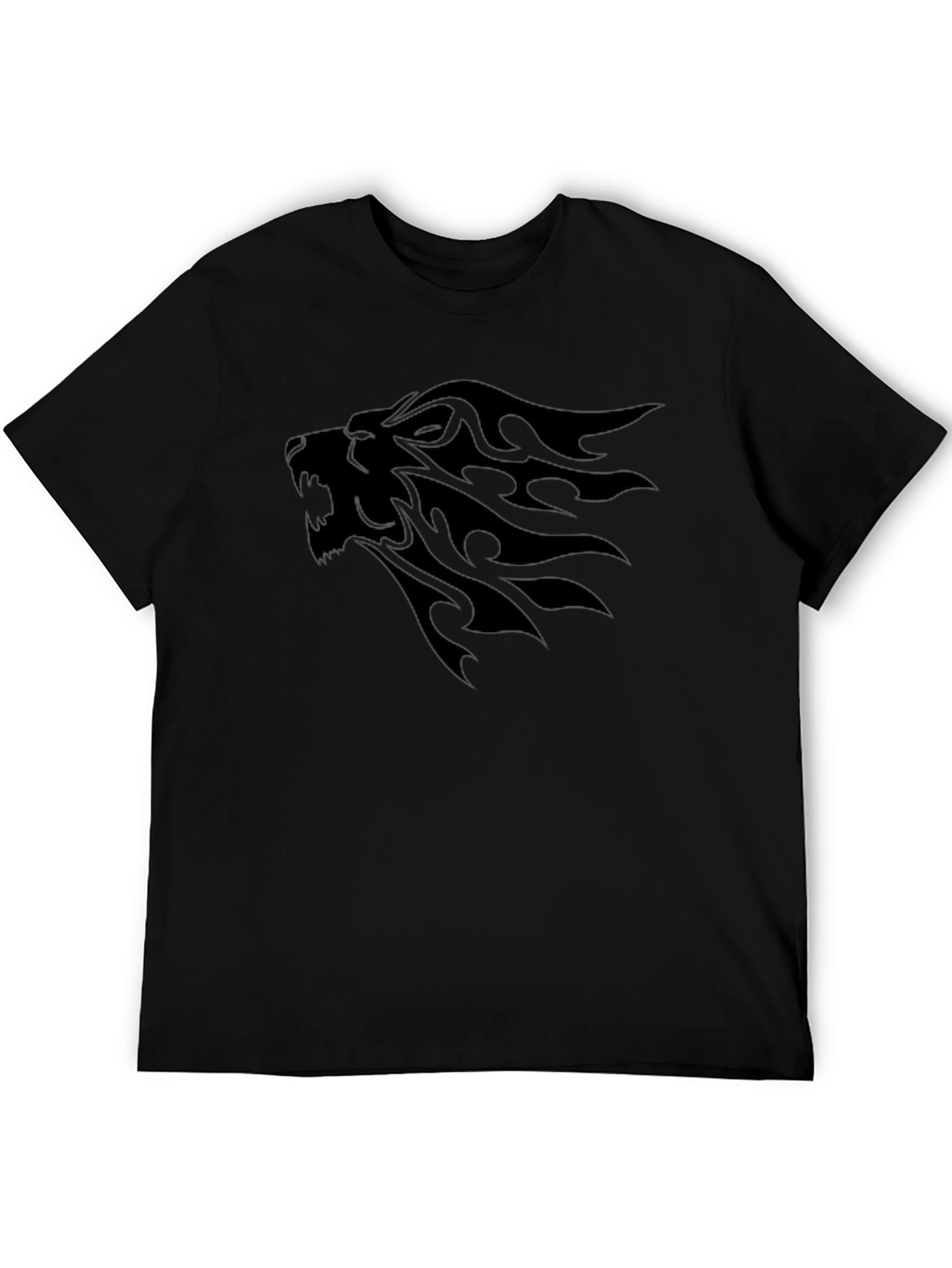 Black Lion Graphic Tee - Tribal Style