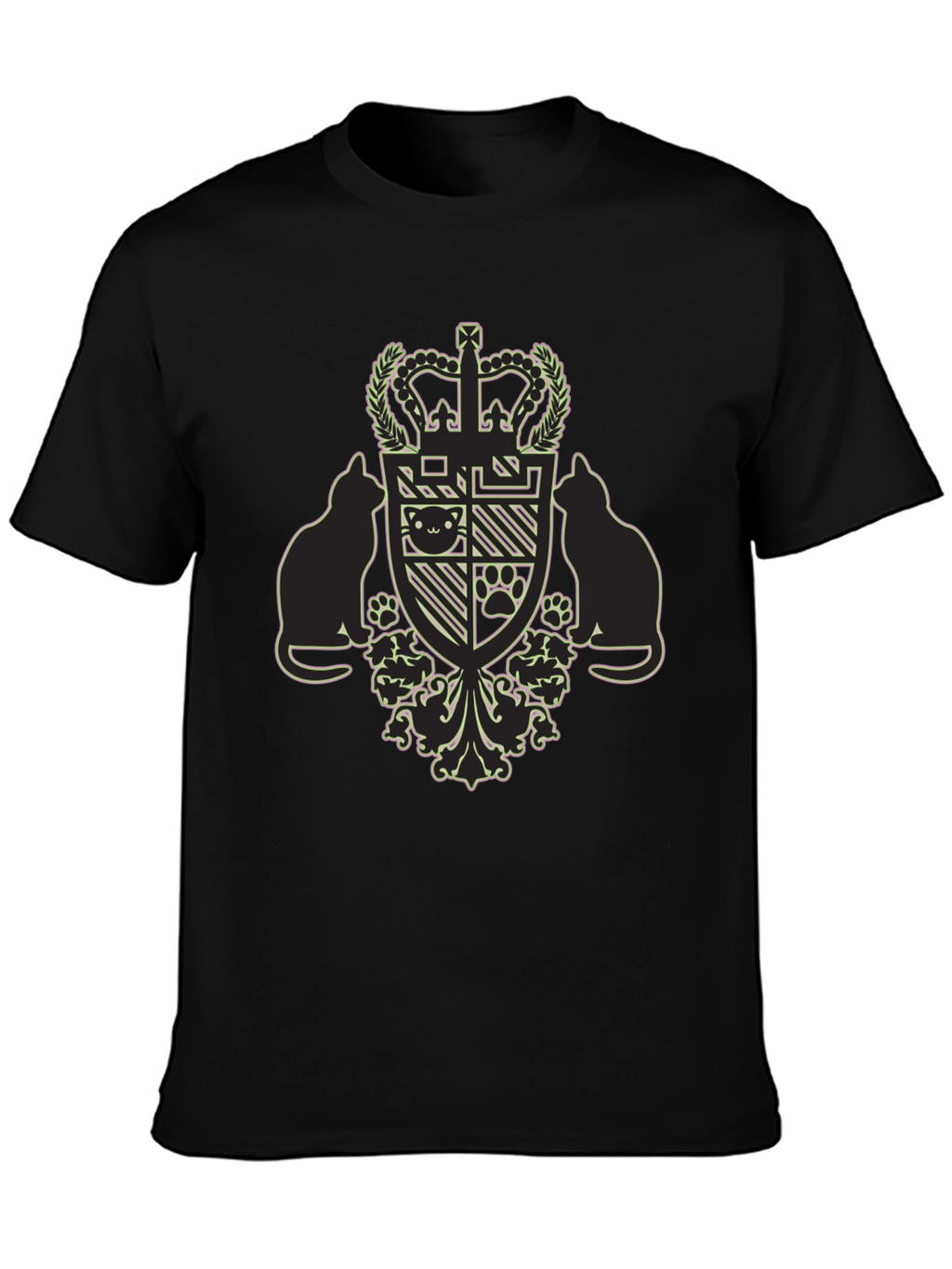 Royal Cat Crest Black T-Shirt