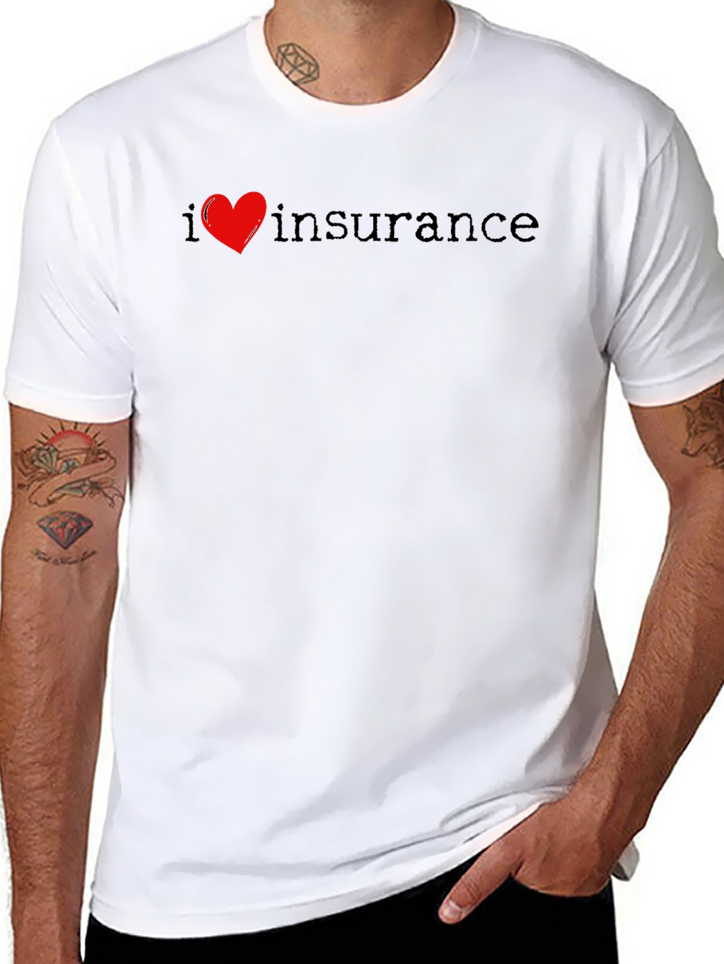 I Love Insurance T-Shirt Black Cotton