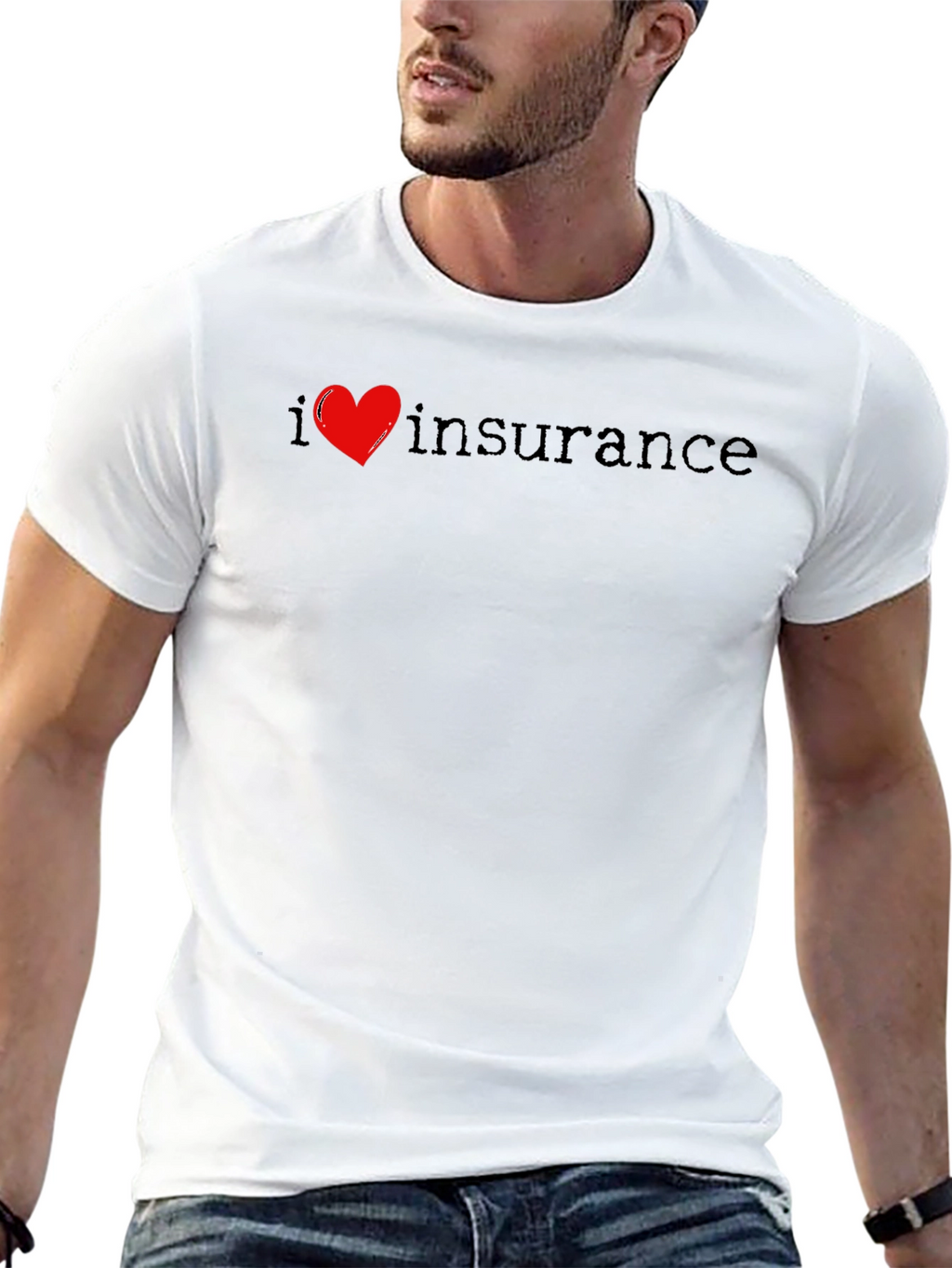 I Love Insurance T-Shirt Black Cotton