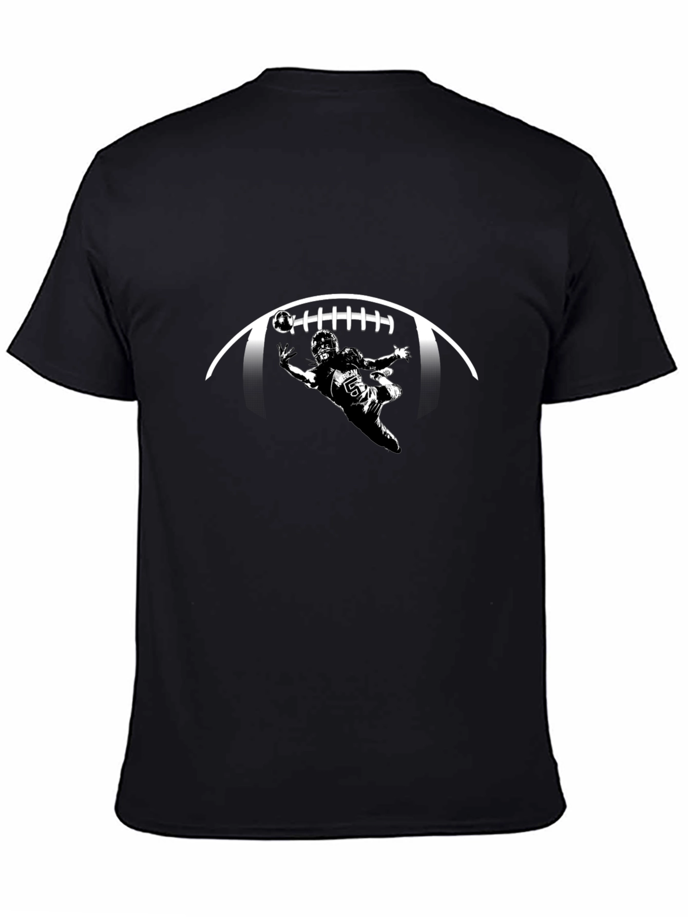 Football Player Graphic Print Black T-Shirt