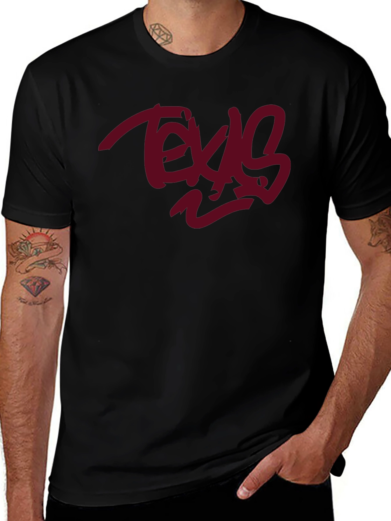Texas Graphic Tee - Black Cotton Casual Wear