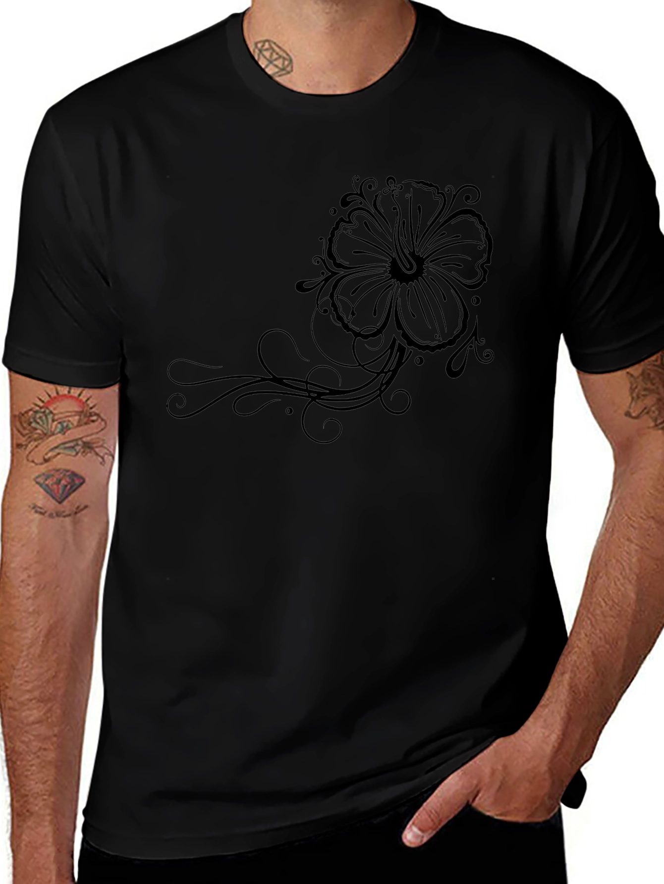 Black Floral Print T-Shirt