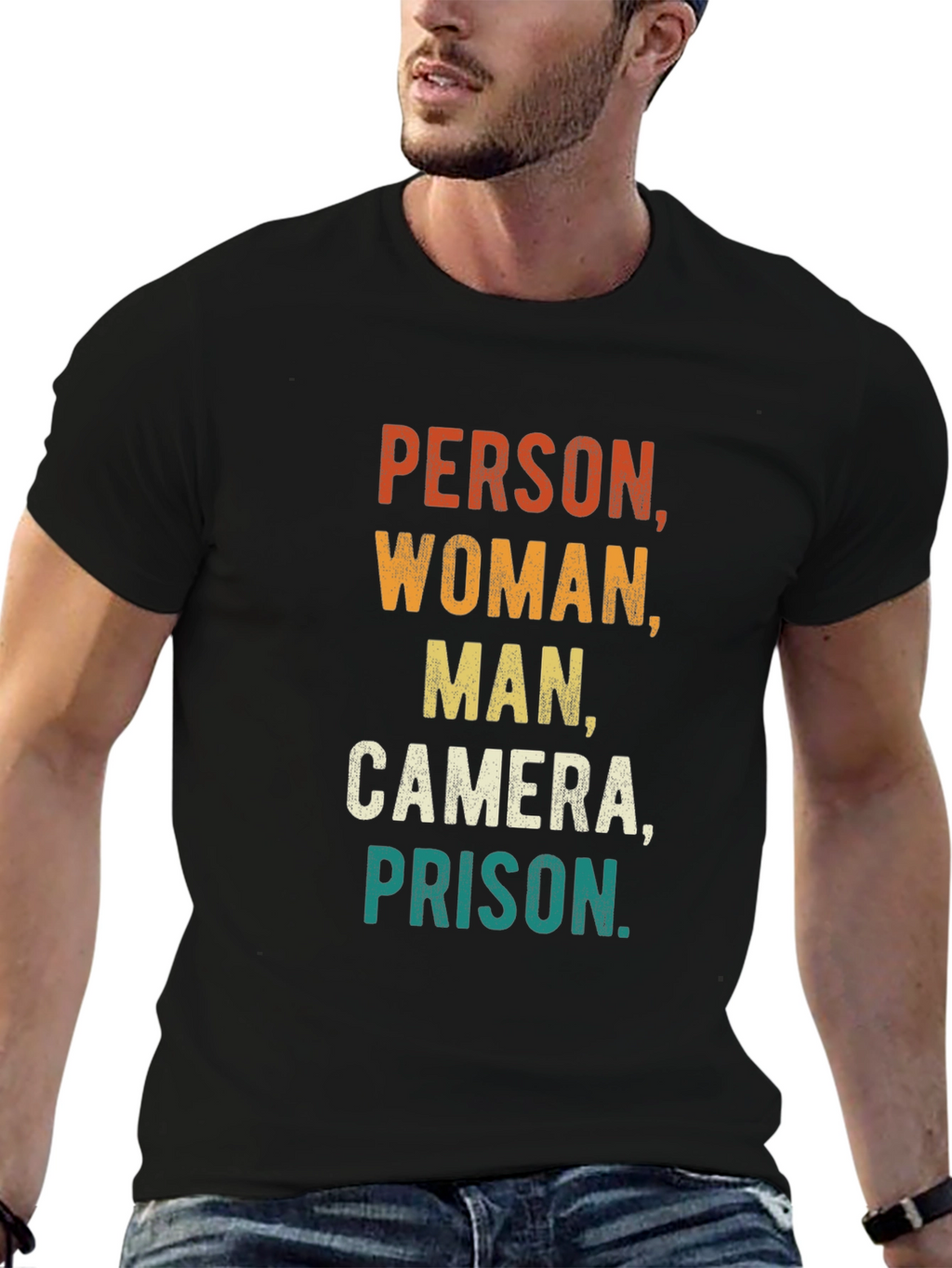 Person Woman Man Camera Prison Funny Tee