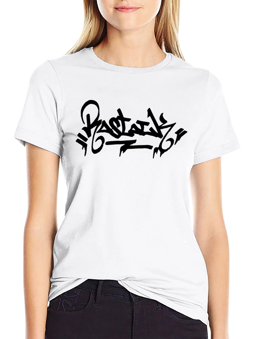 Urban Ink Tee: Black Graphic Print Crew Neck