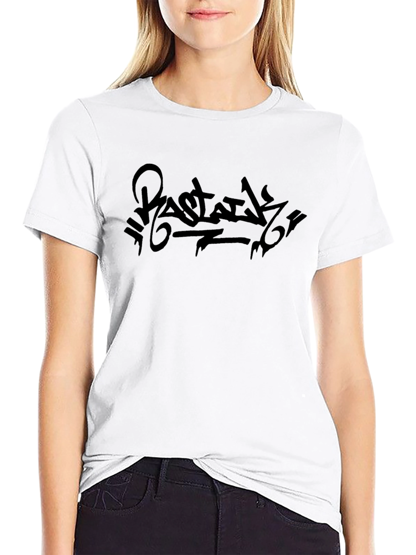 Urban Ink Tee: Black Graphic Print Crew Neck