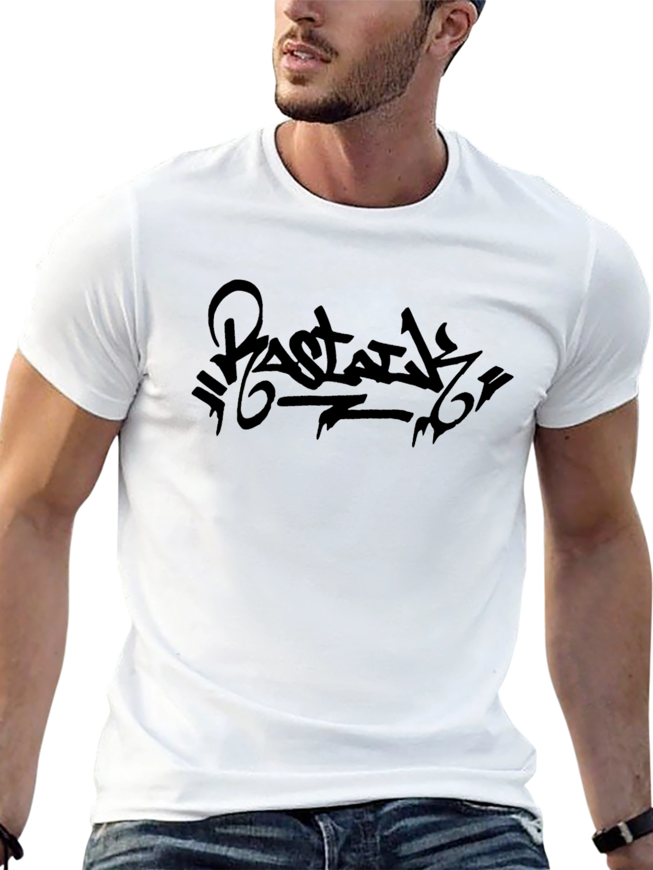 Urban Ink Tee: Black Graphic Print Crew Neck