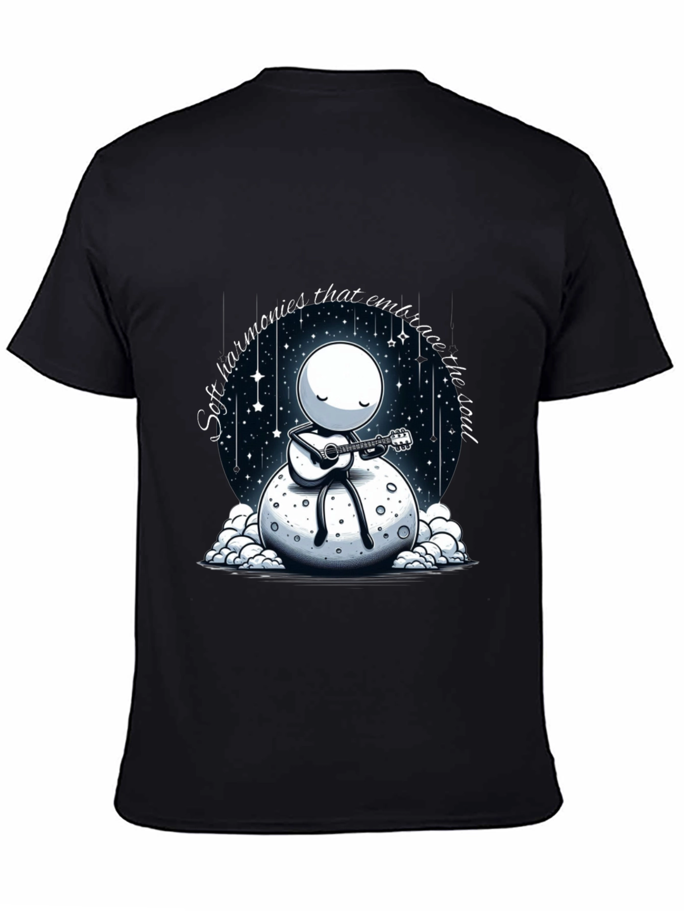 Soulful Harmonies T-Shirt - Moon Guitarist Design