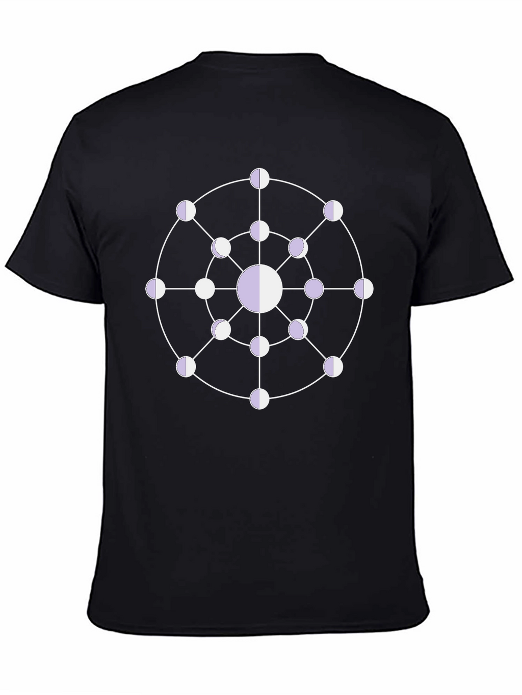 Geometric Moon Phase T-Shirt - Black