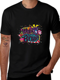 Happy Birthday Graphic Print Black T-Shirt