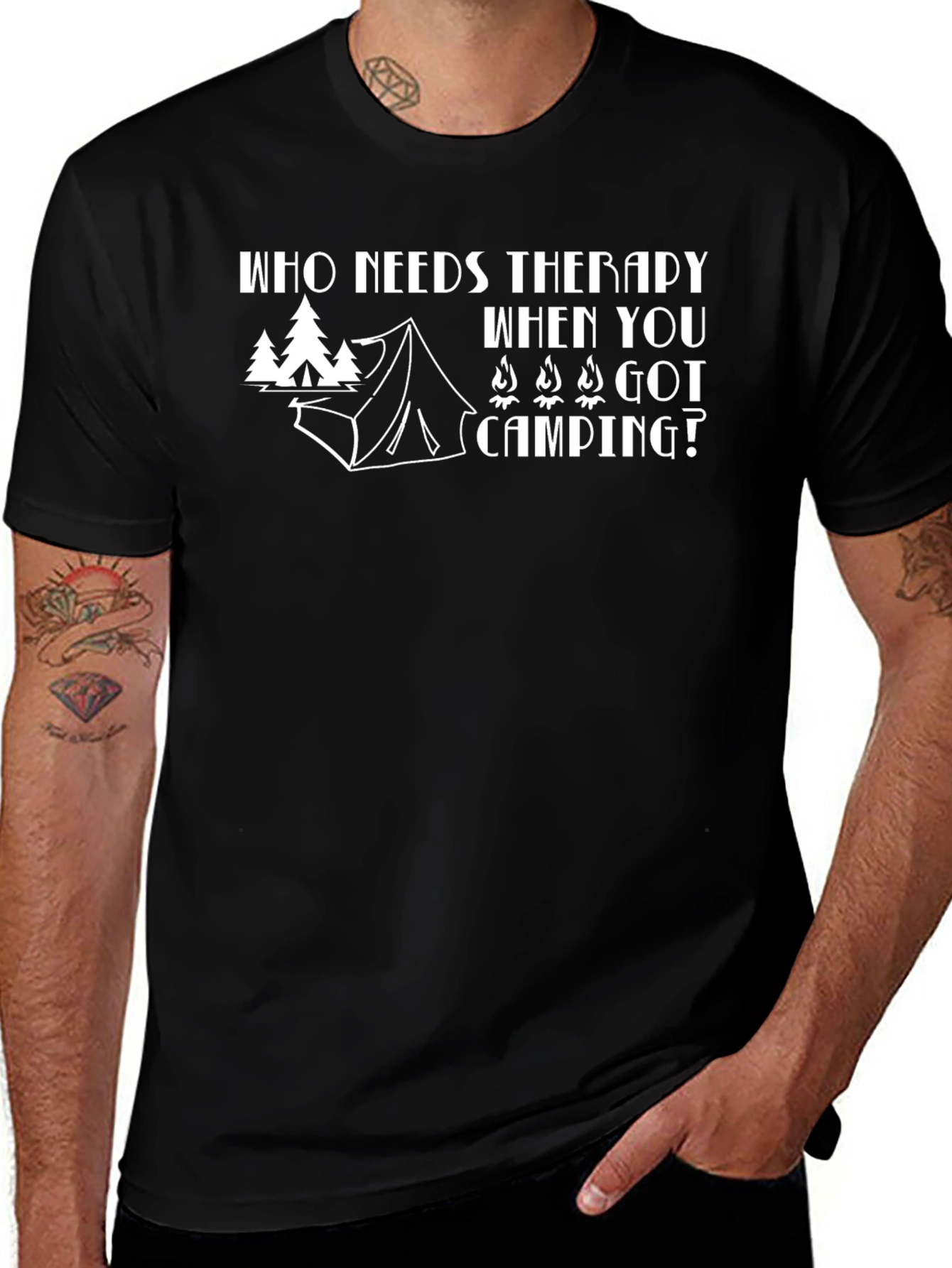 Camping Therapy Graphic Tee - Black