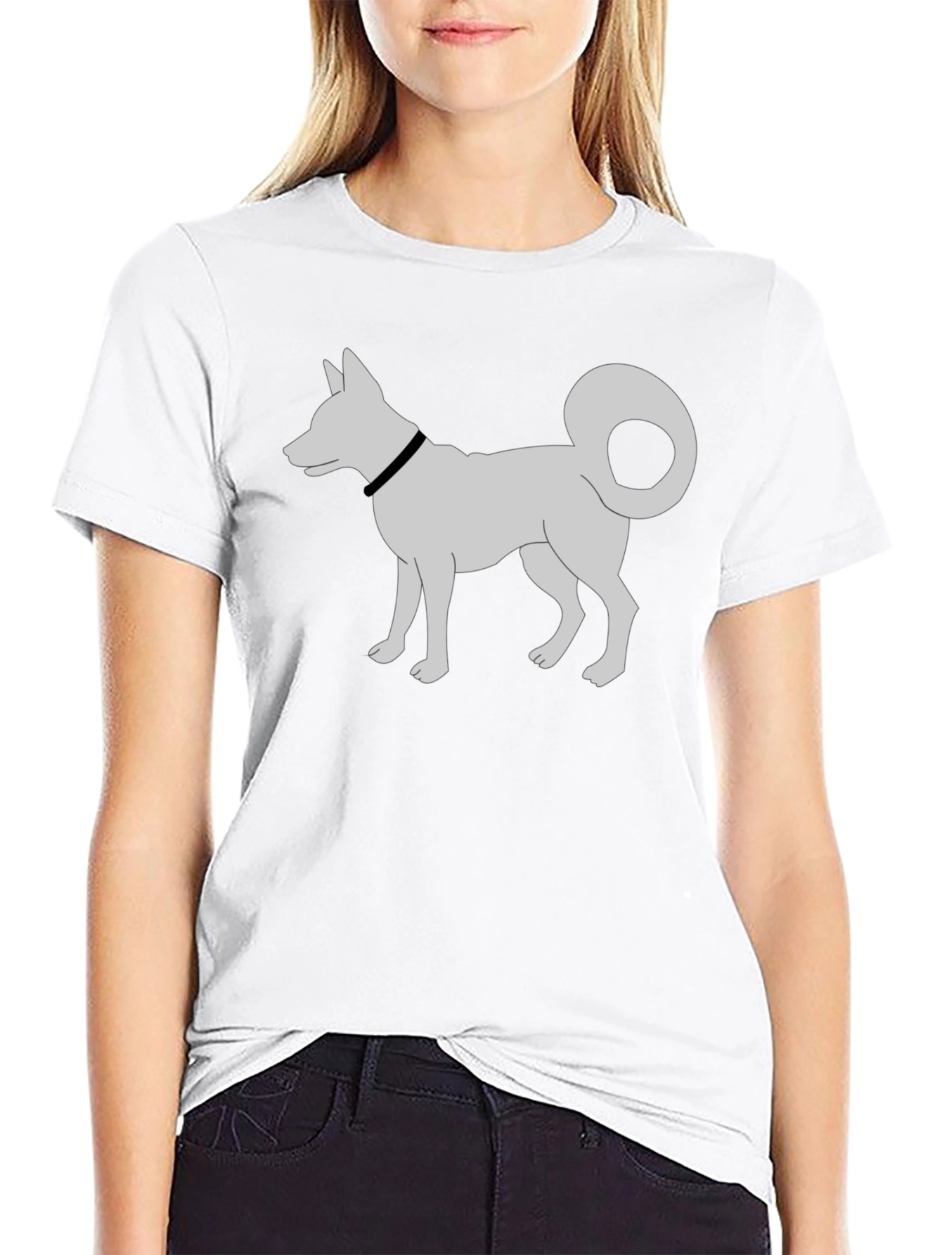 Dog Silhouette T-Shirt - Black Cotton Tee