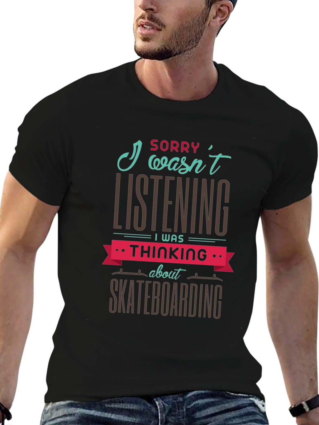 Skateboarding Thought T-Shirt - Black Graphic Tee