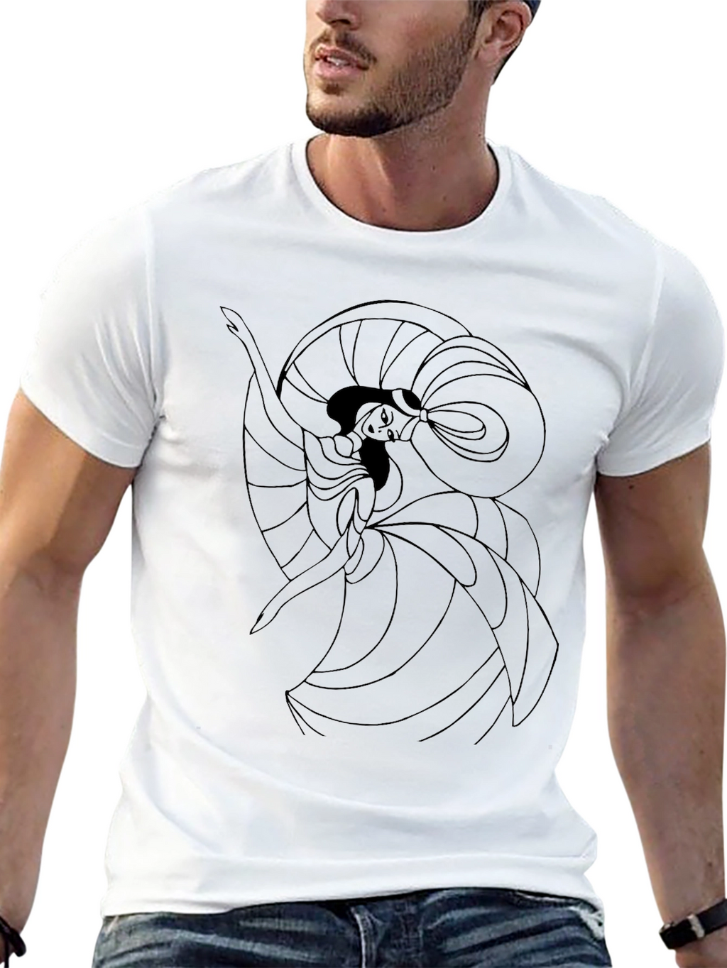 Black Graphic Tee - Dancing Woman Design