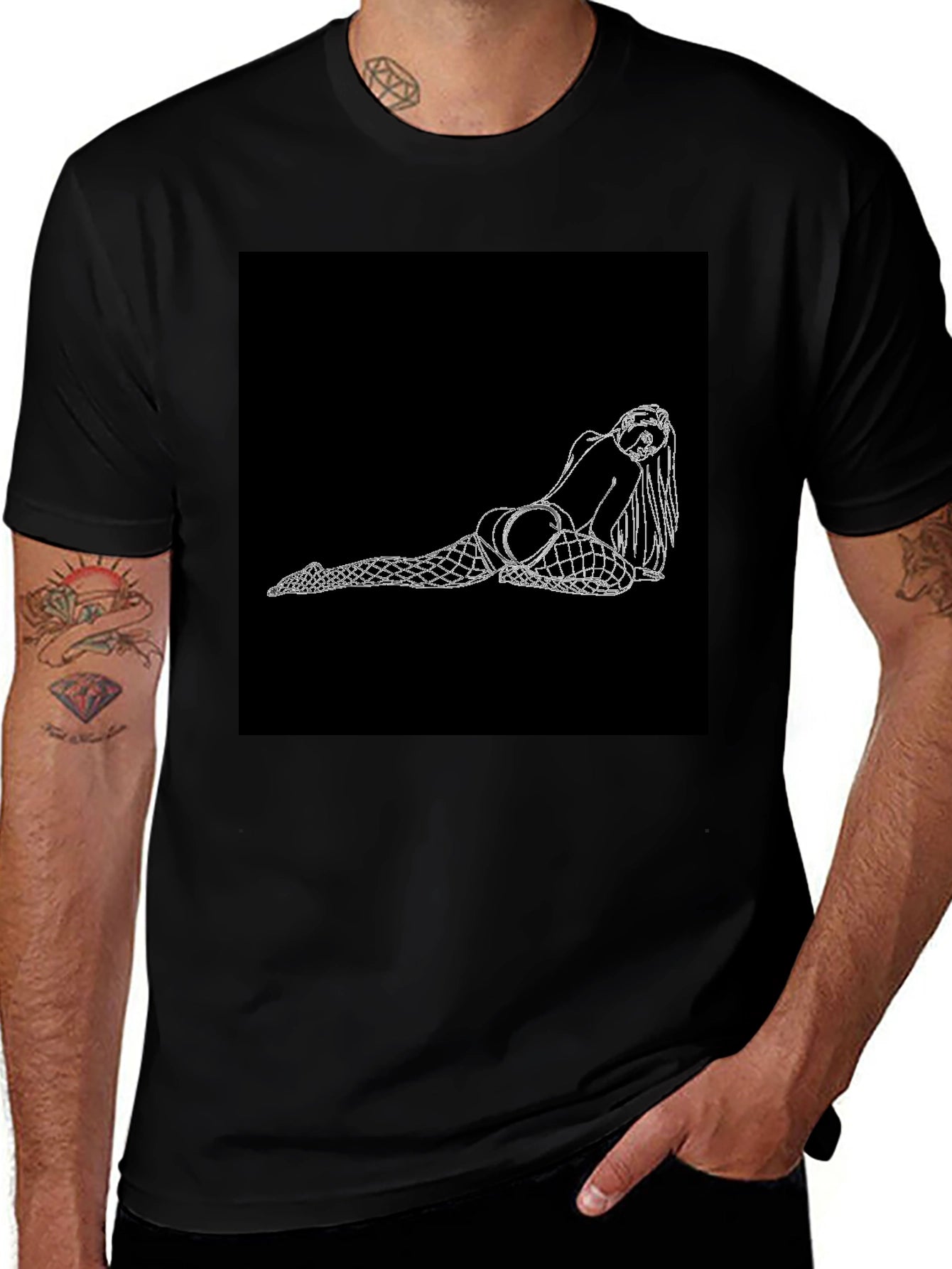 Black T-Shirt with Graphic Print