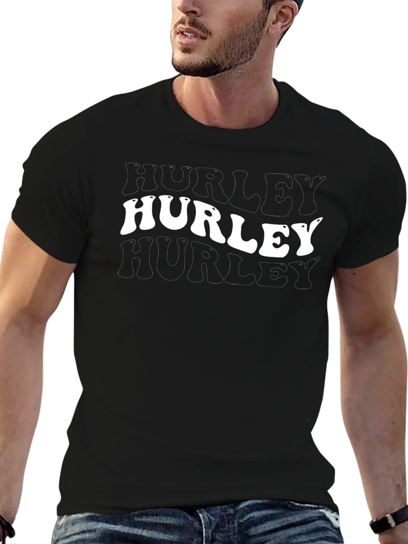 Hurley Mens Graphic Print Black T-Shirt