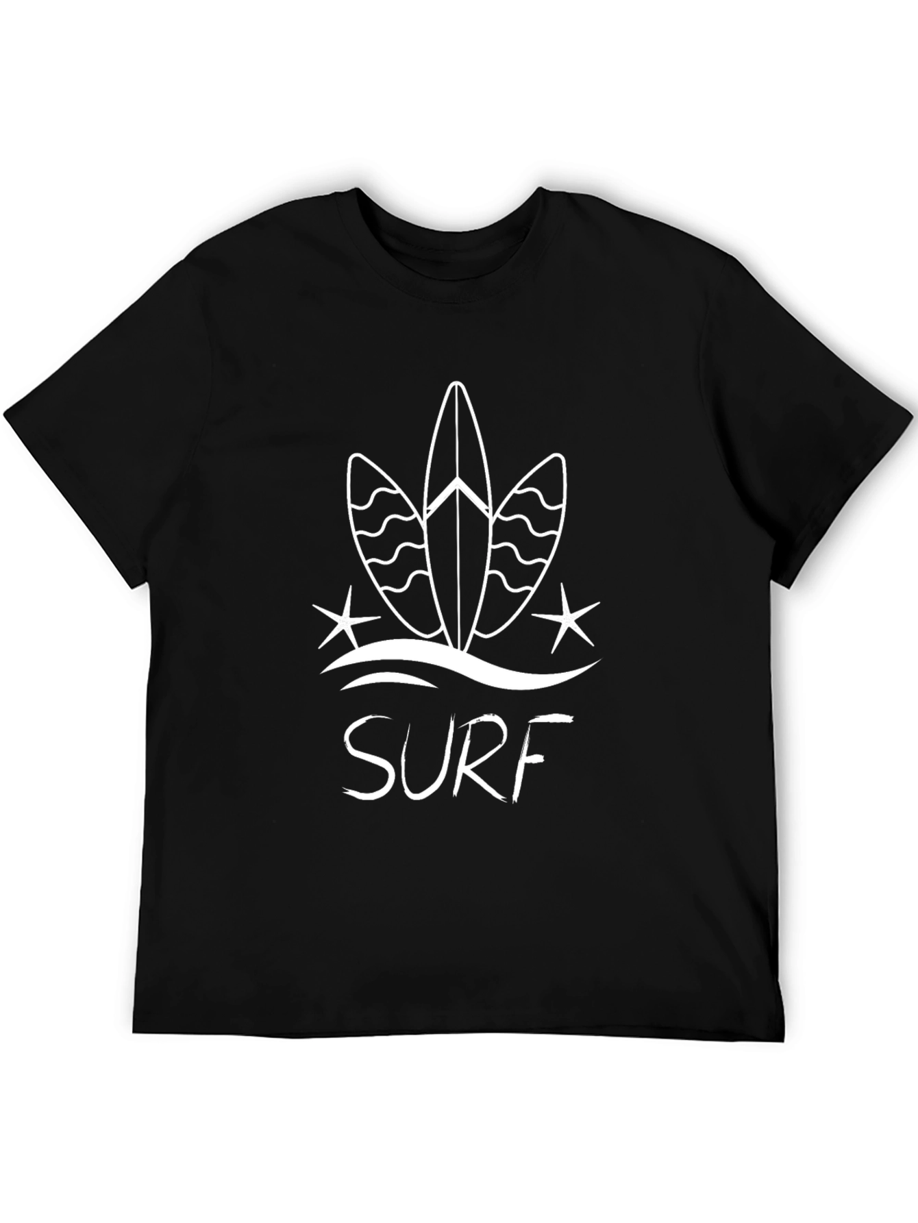 Surfboard Graphic Tee - Black Cotton T-Shirt