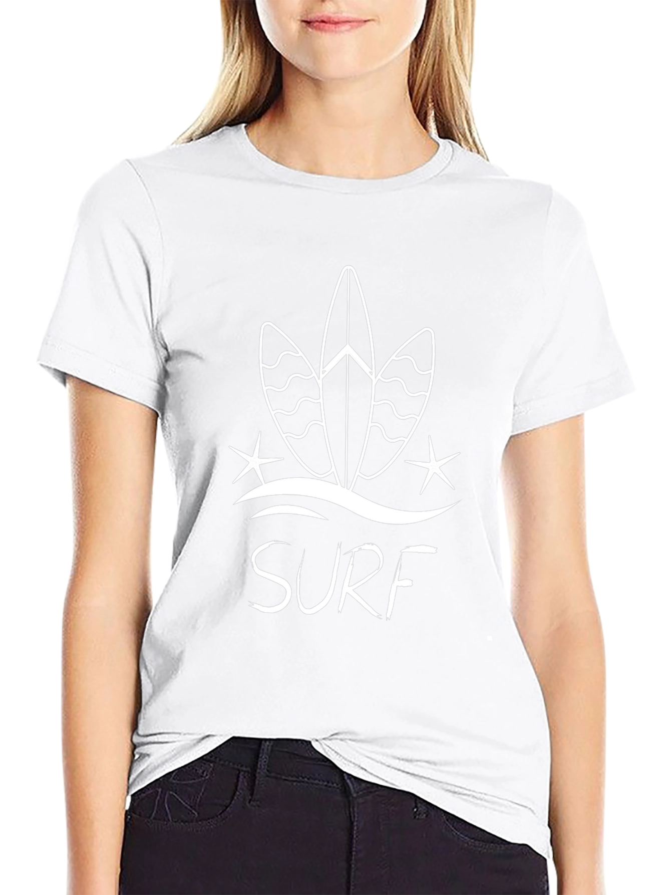 Surfboard Graphic Tee - Black Cotton T-Shirt