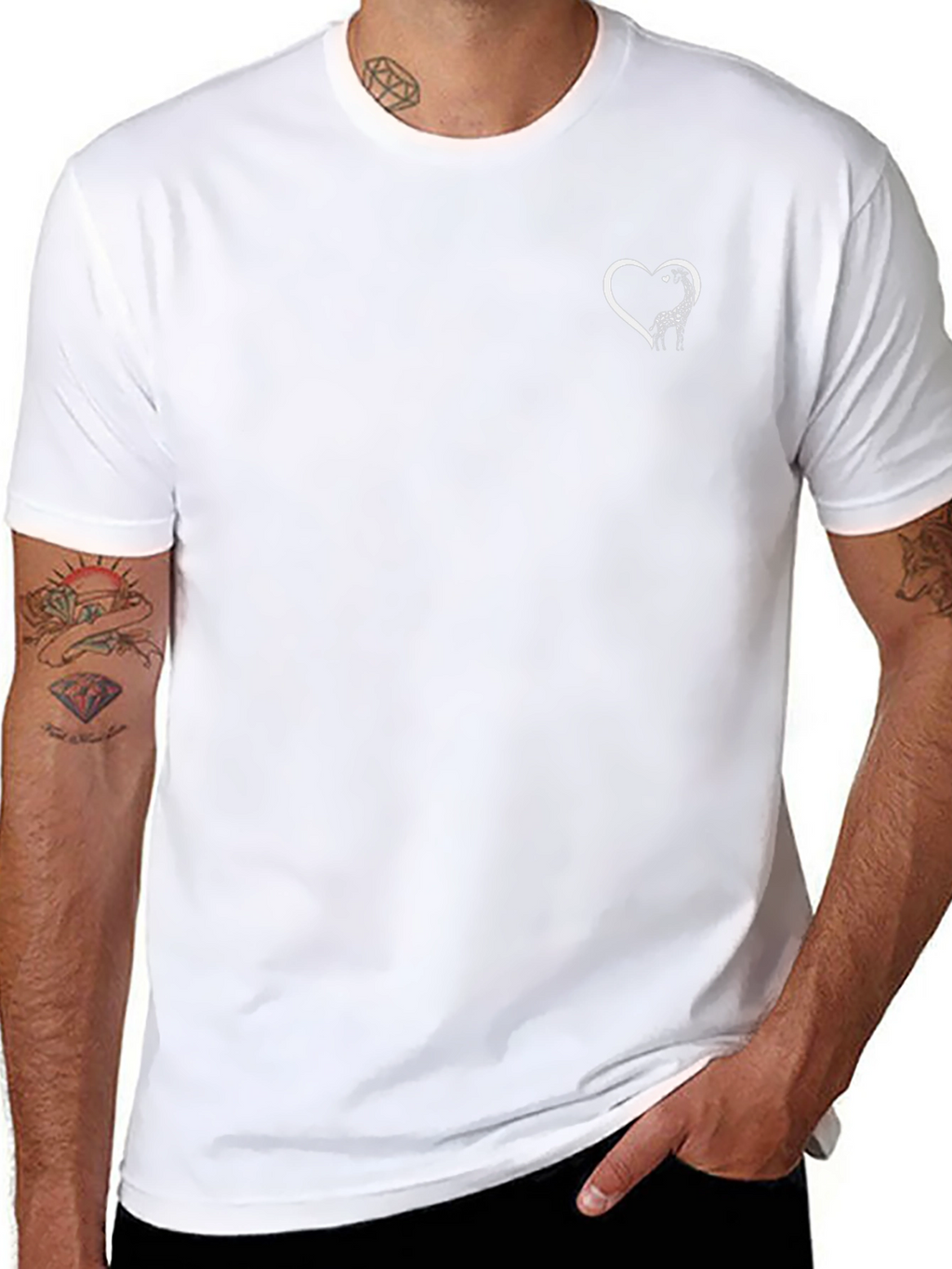 Giraffe Heart Graphic Tee - Black Cotton Blend T-Shirt
