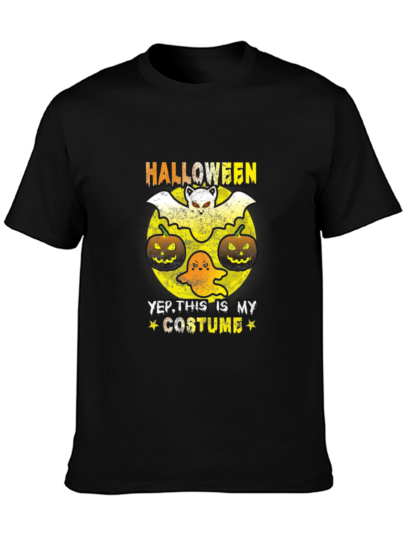 Halloween Costume T-Shirt: Bat Ghost and Pumpkins