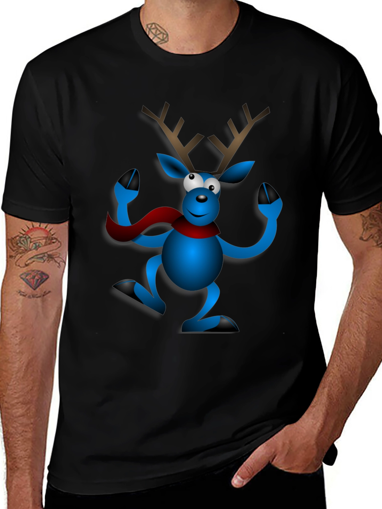 Festive Reindeer Graphic Tee - Holiday Cheer