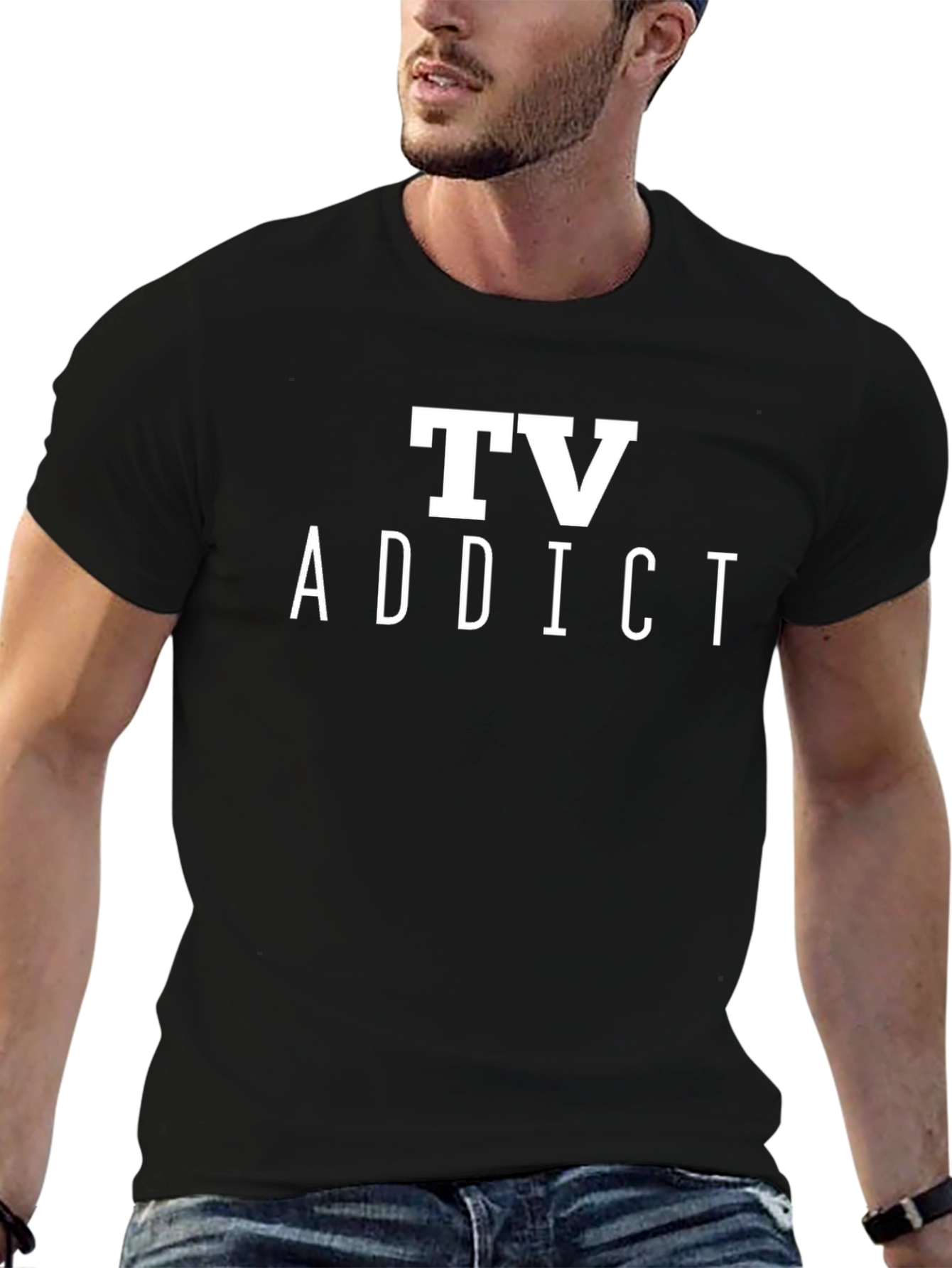 TV Addict T-Shirt - Black Casual Tee