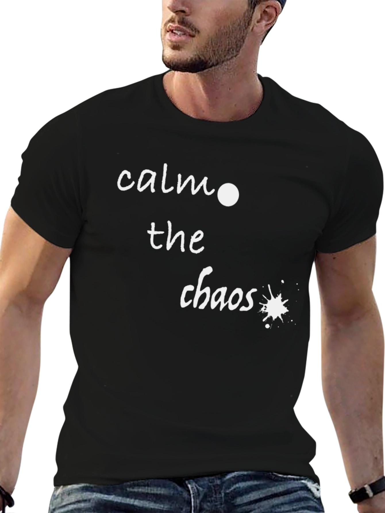Calm the Chaos Graphic Tee - Stylish Black T-Shirt