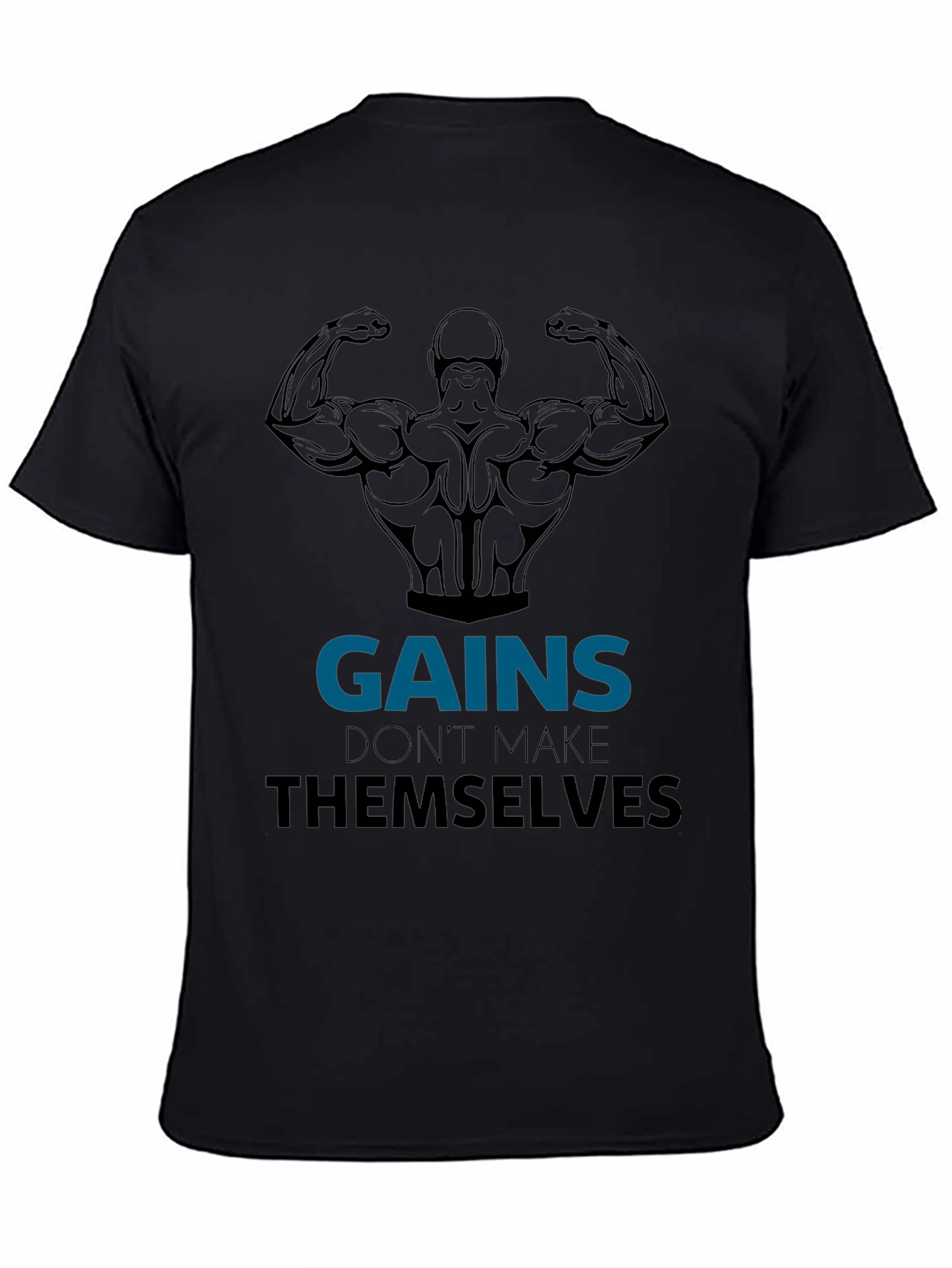 Gains Black Graphic T-Shirt - Workout Motivation