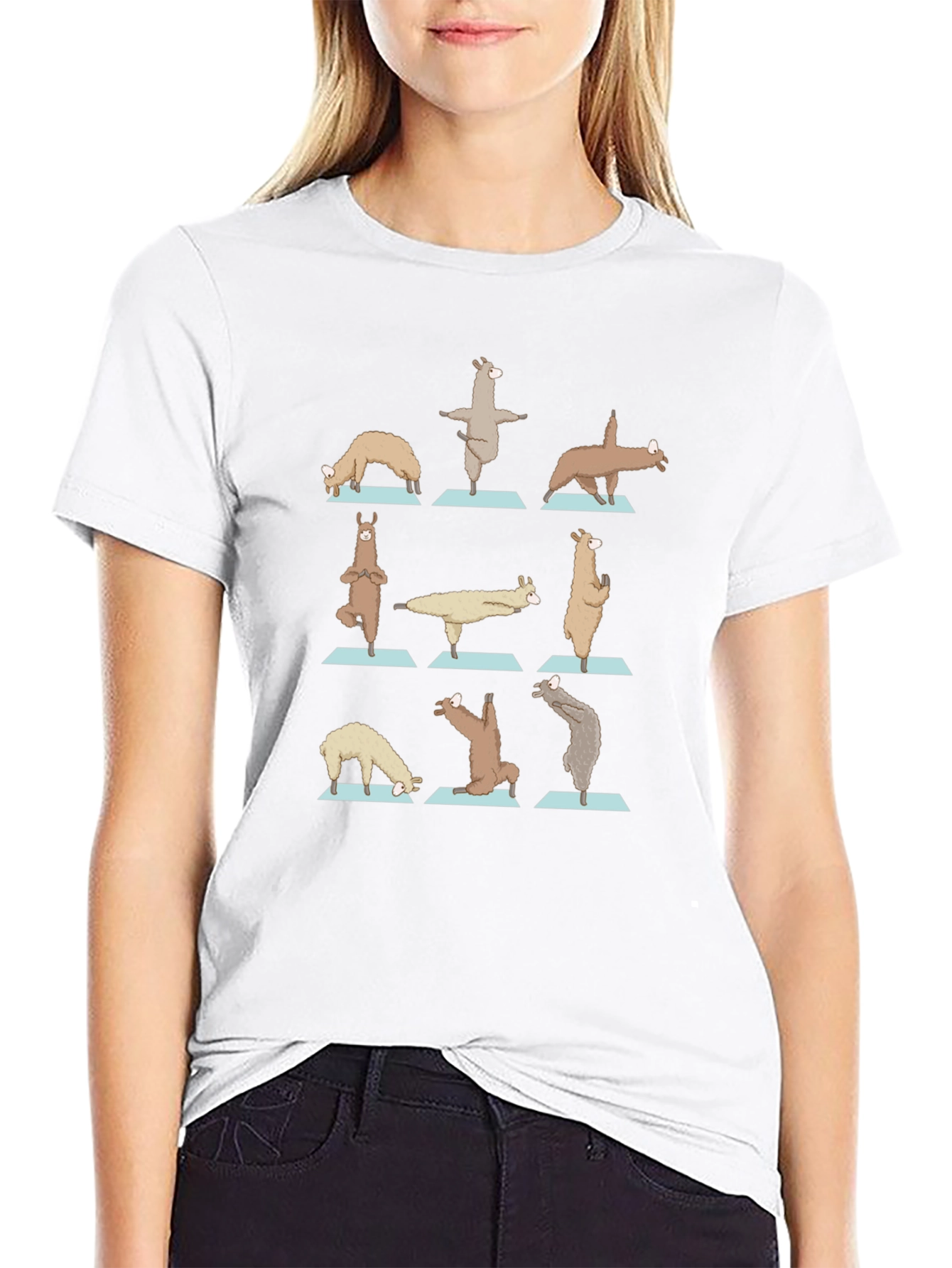 Yoga Llama Graphic Tee - Cotton Blend Shirt