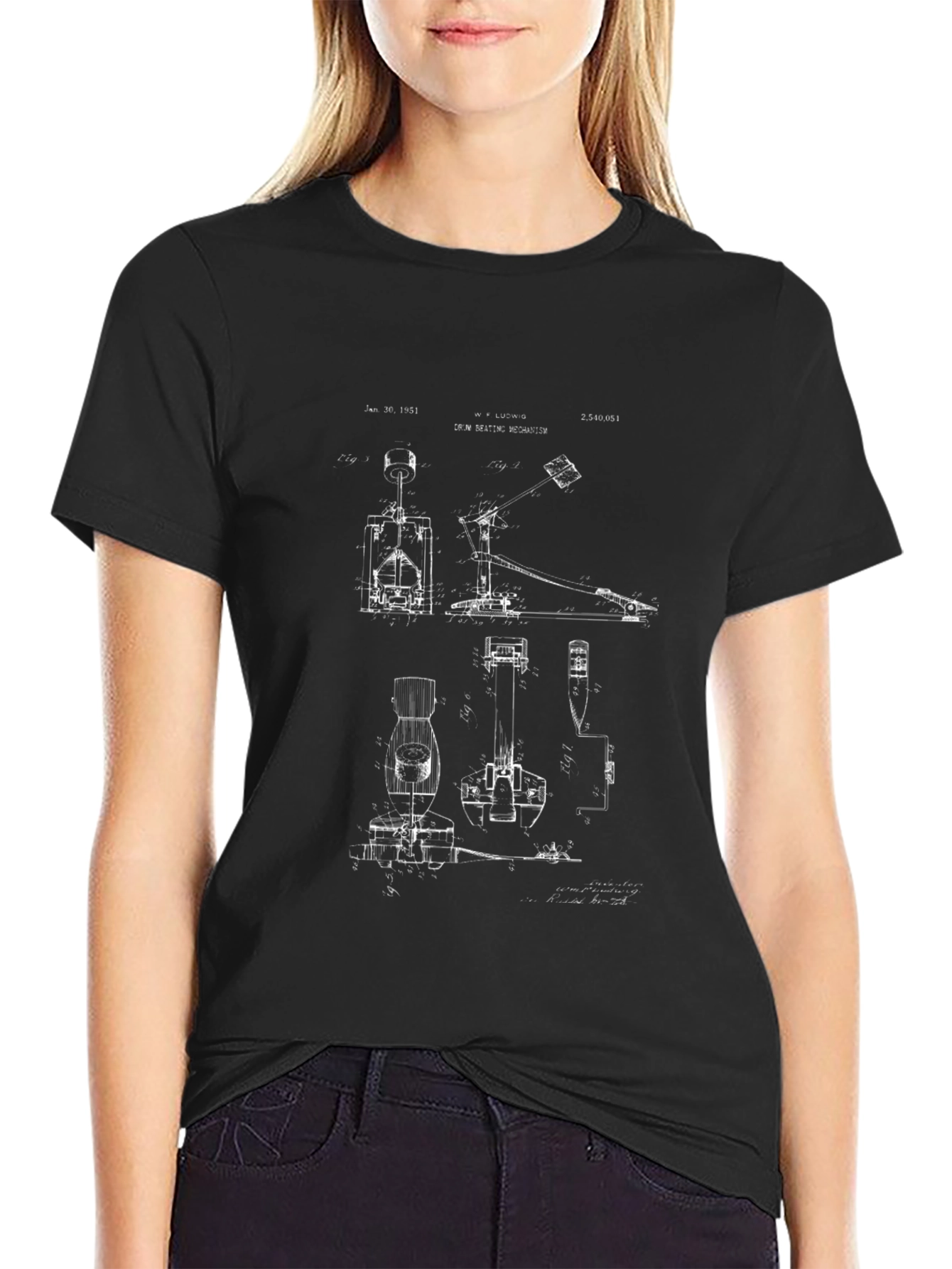 Drum Pedal Patent Black T-Shirt