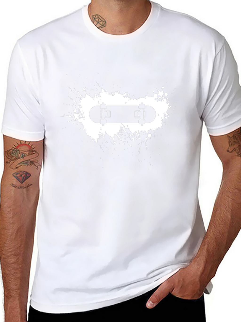 Skateboard Graphic Tee - Black Cotton Blend