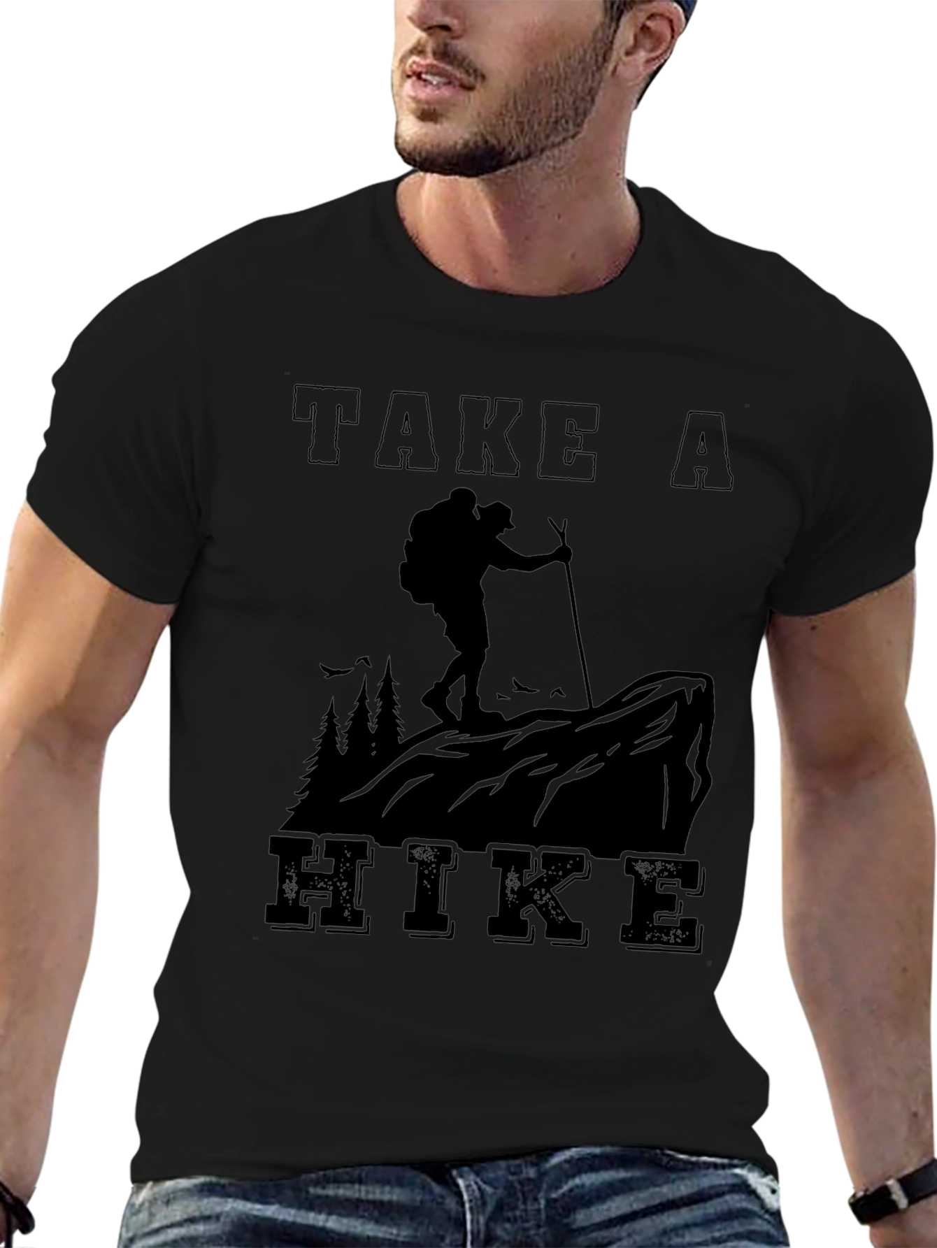 Take A Hike Graphic Tee - Black Cotton Blend