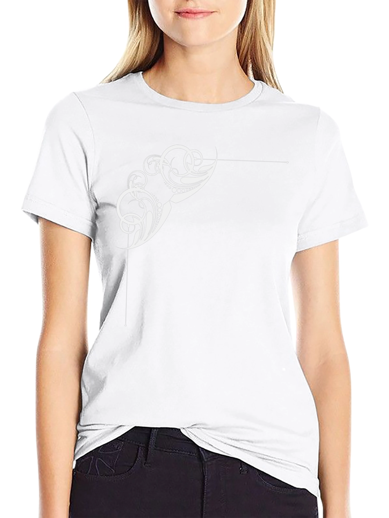 Stylish Black T-Shirt with Abstract White Design