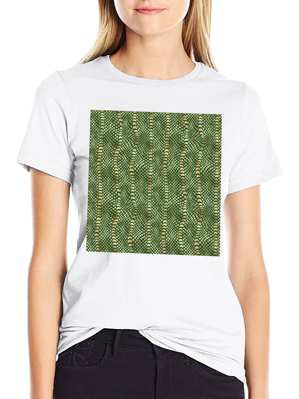 Green Snake Skin Pattern Graphic T-Shirt