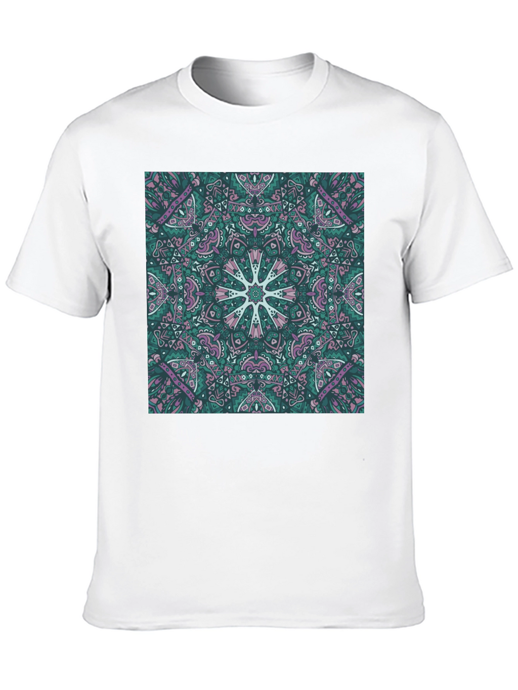Abstract Mandala Print Black T-Shirt