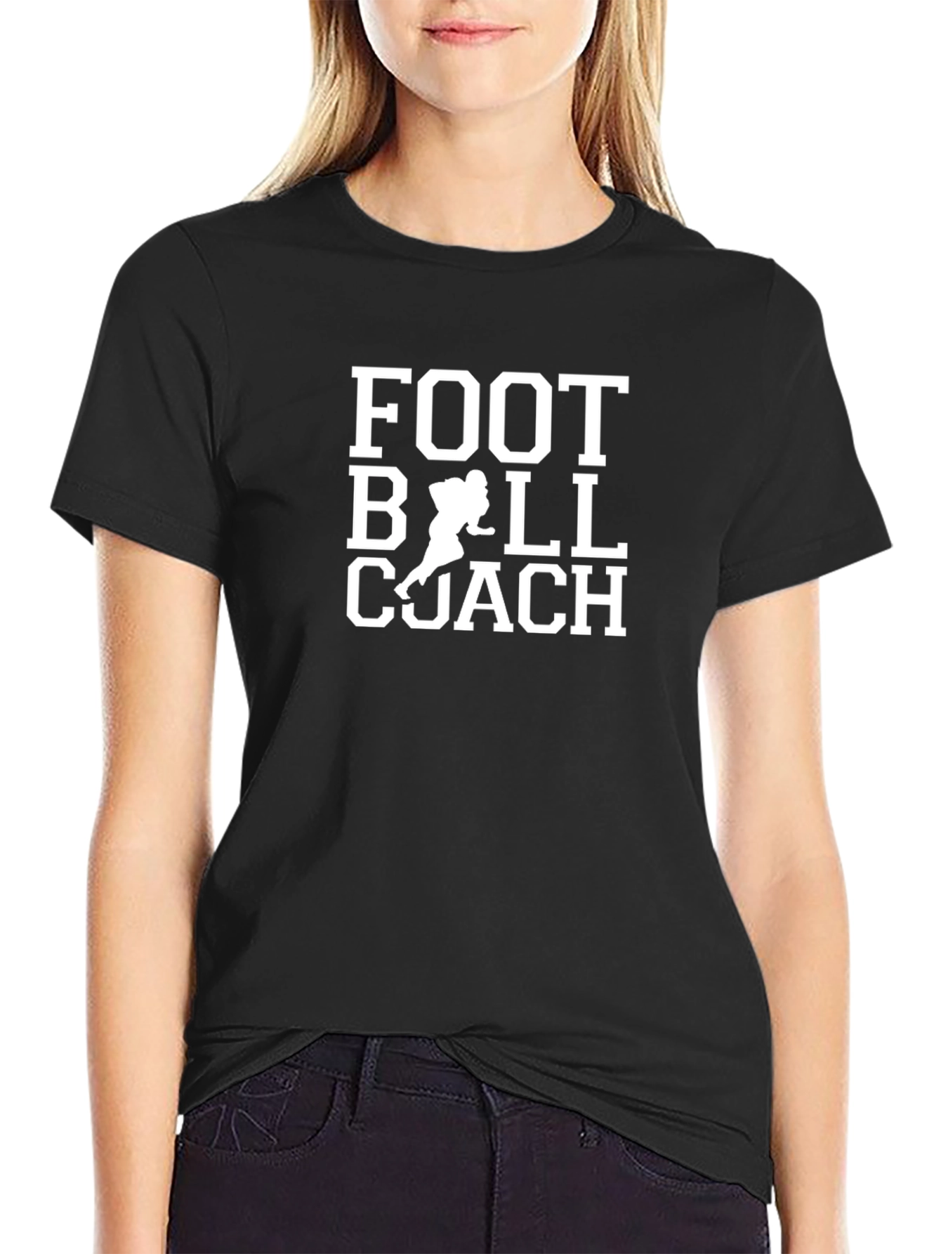 Football Coach Graphic T-Shirt - Black Cotton Tee