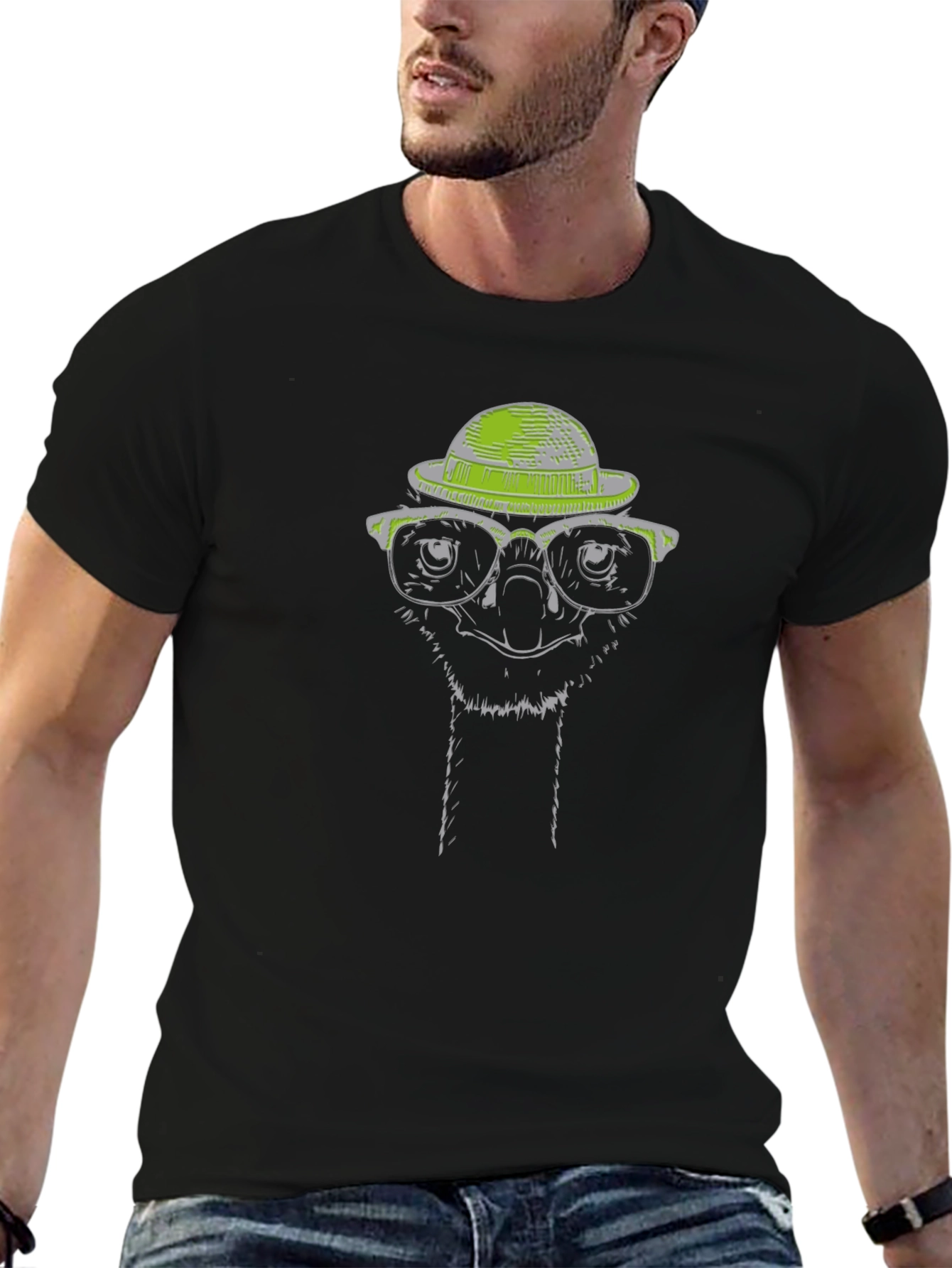 Cool Ostrich Graphic Tee - Quirky Animal Print