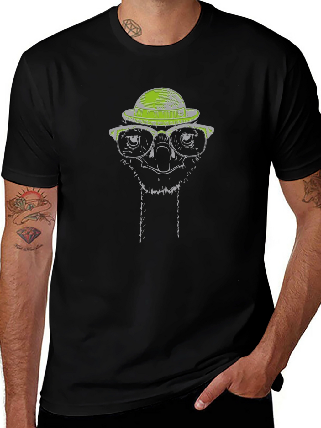 Cool Ostrich Graphic Tee - Quirky Animal Print