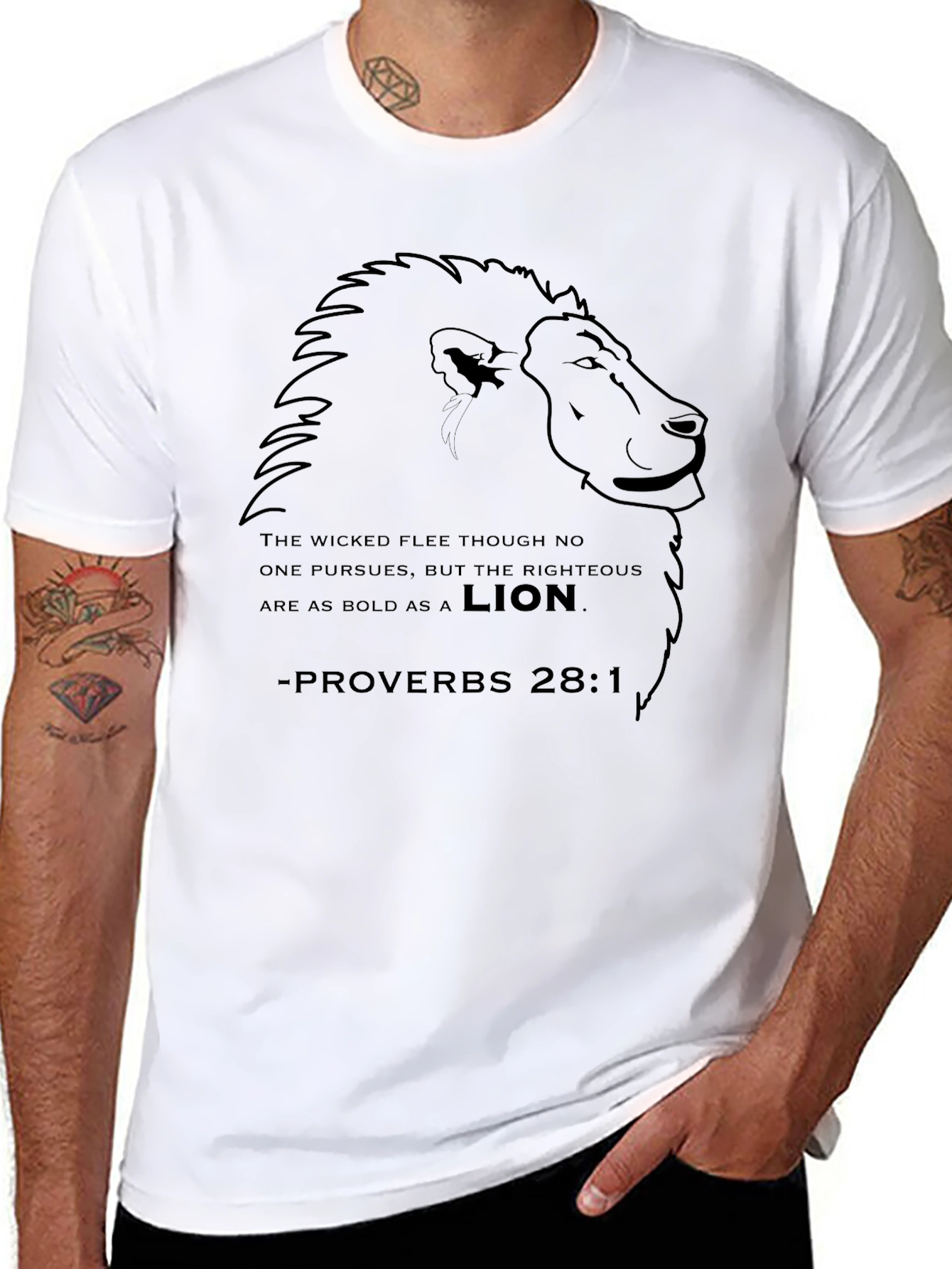 Lion Proverbs 28:1 Christian T-Shirt