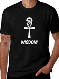 Egyptian Ankh Cross Wisdom Graphic Tee - Black