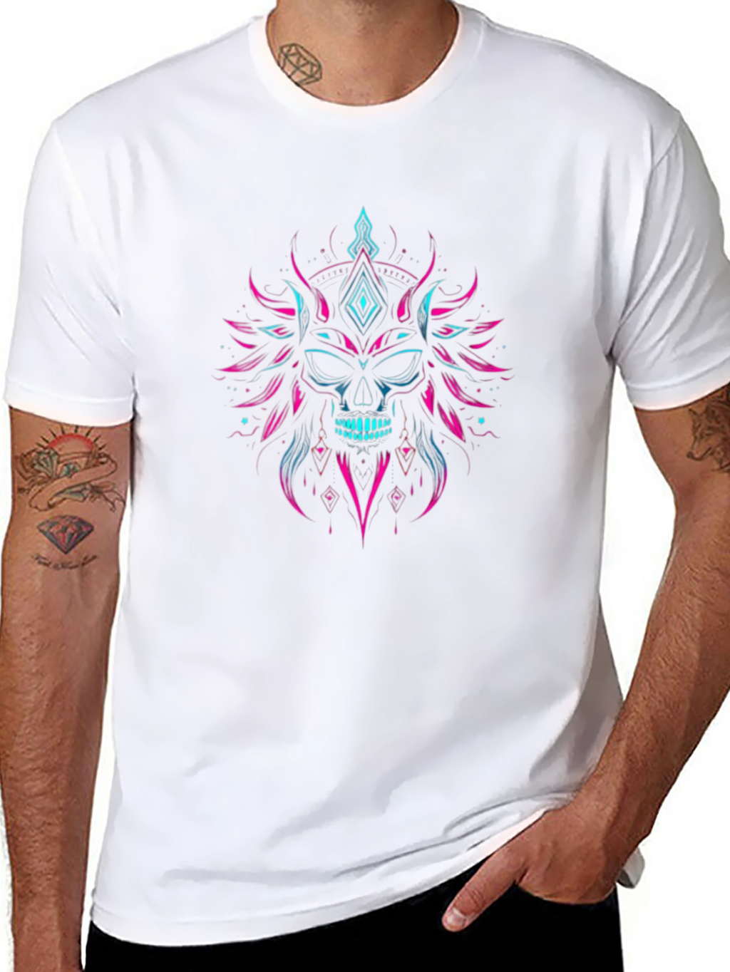 Skull Graphic Tee - Neon Punk Style