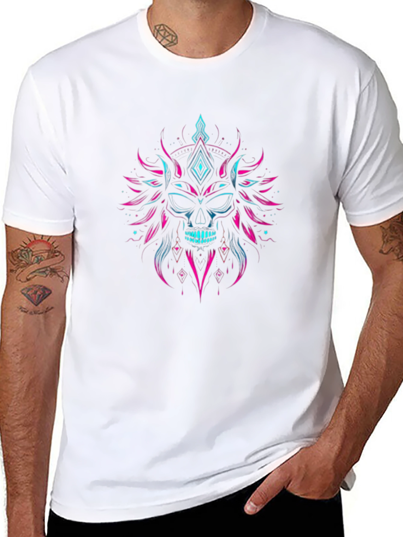 Skull Graphic Tee - Neon Punk Style